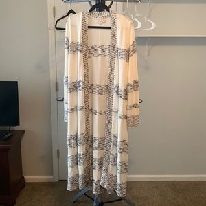 LOFT white and blue long sweater. EUC